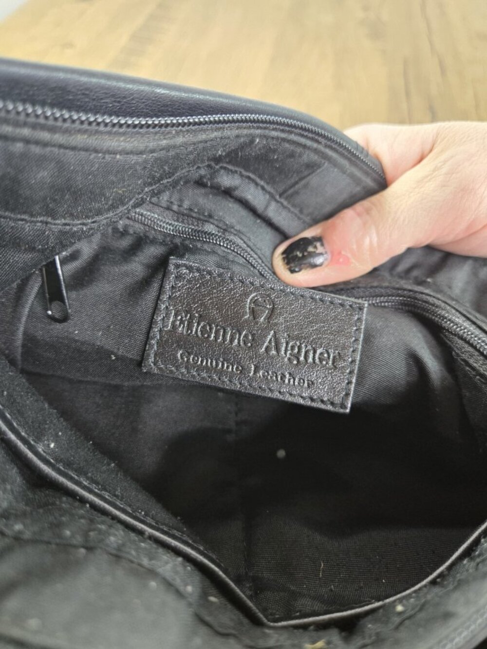 vtg y2k Etienne Aigner Black Leather Shoulder Bag minimalist - Picture 6 of 9